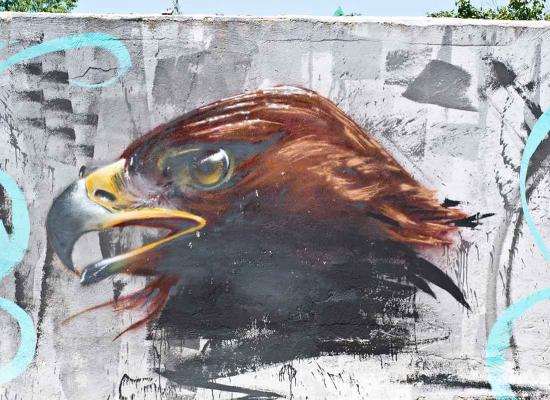 Detalle de aguila de la obra Caza